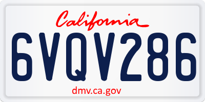 CA license plate 6VQV286