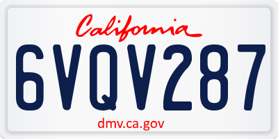 CA license plate 6VQV287