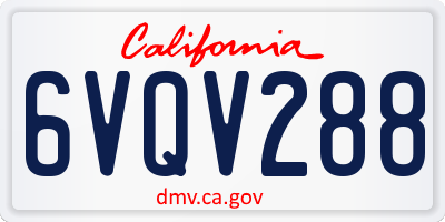 CA license plate 6VQV288