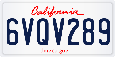 CA license plate 6VQV289