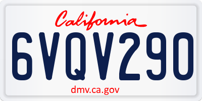 CA license plate 6VQV290