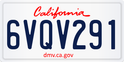 CA license plate 6VQV291