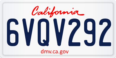 CA license plate 6VQV292