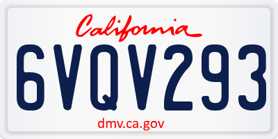 CA license plate 6VQV293