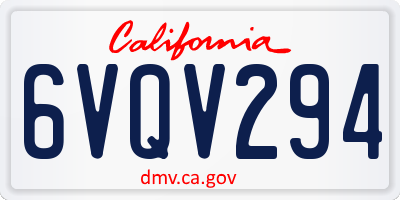 CA license plate 6VQV294