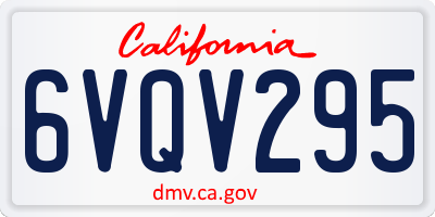 CA license plate 6VQV295