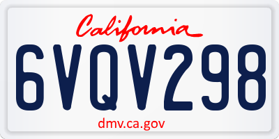 CA license plate 6VQV298