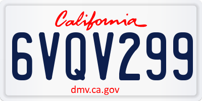 CA license plate 6VQV299