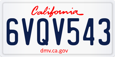 CA license plate 6VQV543