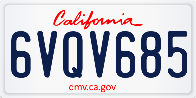CA license plate 6VQV685