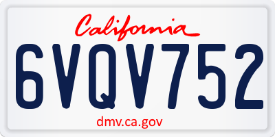 CA license plate 6VQV752