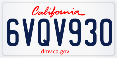CA license plate 6VQV930