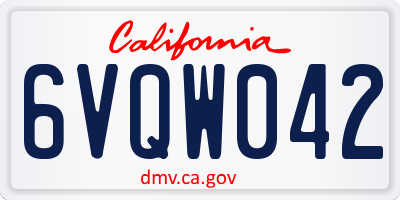 CA license plate 6VQW042