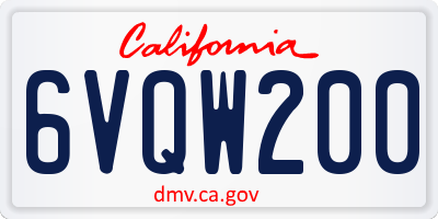 CA license plate 6VQW200