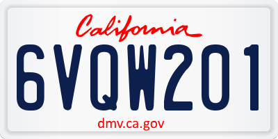 CA license plate 6VQW201