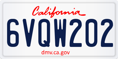 CA license plate 6VQW202