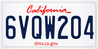 CA license plate 6VQW204