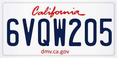 CA license plate 6VQW205