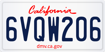 CA license plate 6VQW206