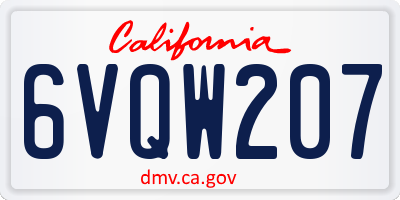 CA license plate 6VQW207