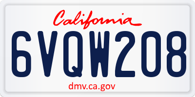 CA license plate 6VQW208