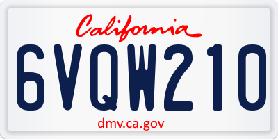CA license plate 6VQW210