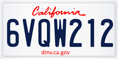 CA license plate 6VQW212