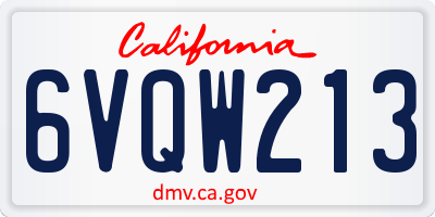 CA license plate 6VQW213