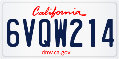 CA license plate 6VQW214