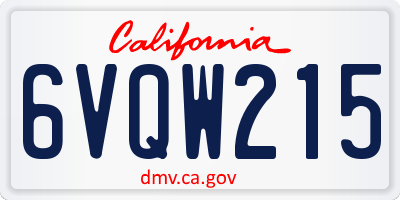 CA license plate 6VQW215