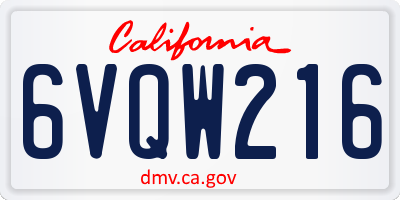 CA license plate 6VQW216