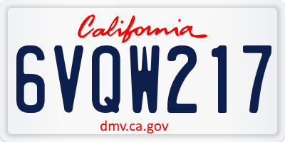 CA license plate 6VQW217