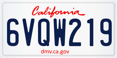 CA license plate 6VQW219