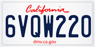 CA license plate 6VQW220