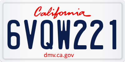CA license plate 6VQW221
