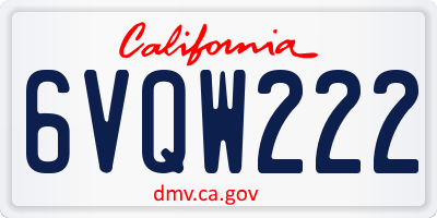CA license plate 6VQW222