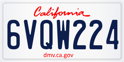 CA license plate 6VQW224