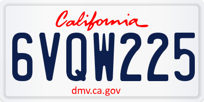 CA license plate 6VQW225