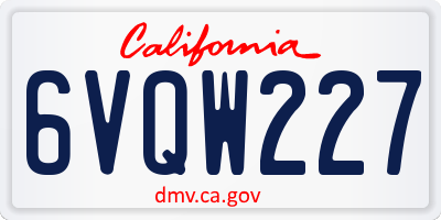 CA license plate 6VQW227