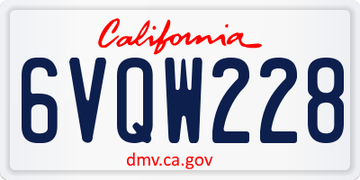 CA license plate 6VQW228