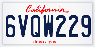 CA license plate 6VQW229