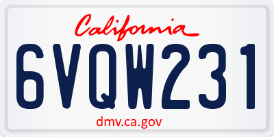 CA license plate 6VQW231