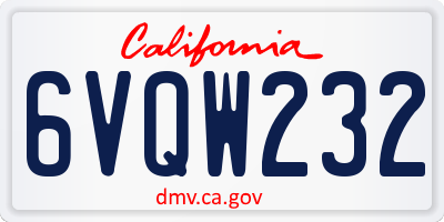 CA license plate 6VQW232