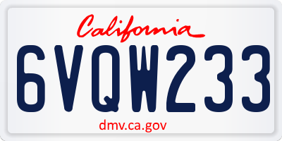 CA license plate 6VQW233