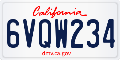 CA license plate 6VQW234