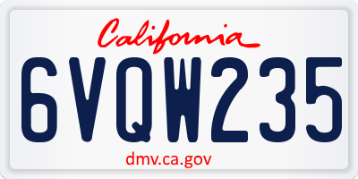 CA license plate 6VQW235