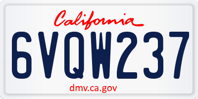 CA license plate 6VQW237