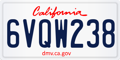 CA license plate 6VQW238