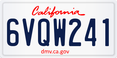 CA license plate 6VQW241