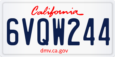CA license plate 6VQW244